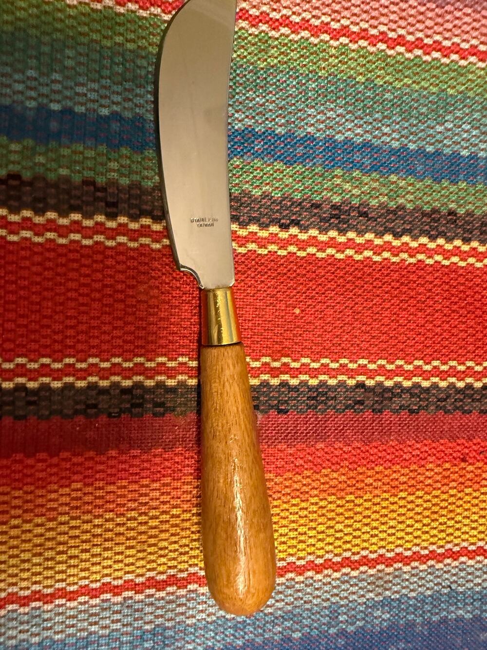 Vintage Stainless Steel Japan Cheese Knife Curved Blade Wood Handle MCM